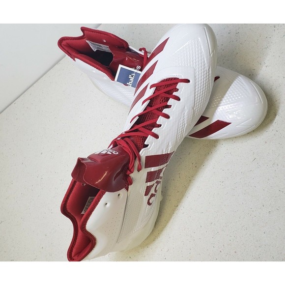 Men\'s Football White/Red Power Size 16 Adidas Adizero 5 Star 6.0 Mid Cleat - NEW main image 6